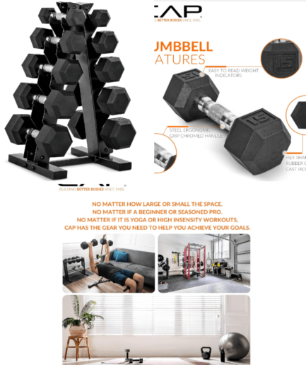 CAP Barbell Dumbbell Set with Rack