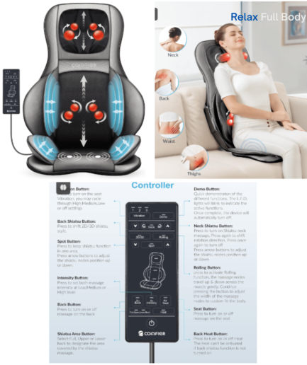 COMFIER Shiatsu Neck Back Massager with Heat