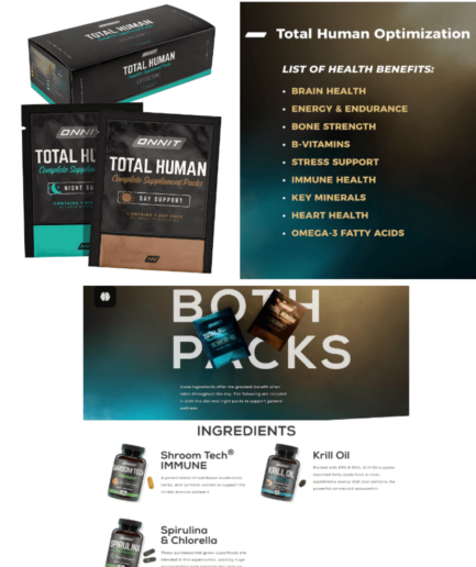 ONNIT Total Human Day & Night Vitamin Packs - 30-Day Supply