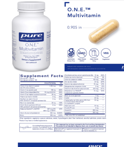 Pure Encapsulations ONE Multivitamin 120 Capsules