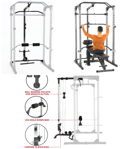 Fitness Reality Squat Rack Power Cage with LAT Pulldown