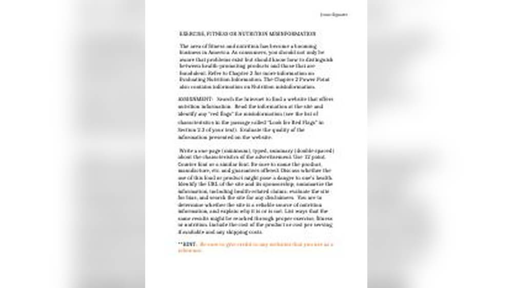 Exercise Fitness Or Nutrition Misinformation Assignment Radiant Glow Health Exercise Fitness Or Nutrition Misinformation Assignment