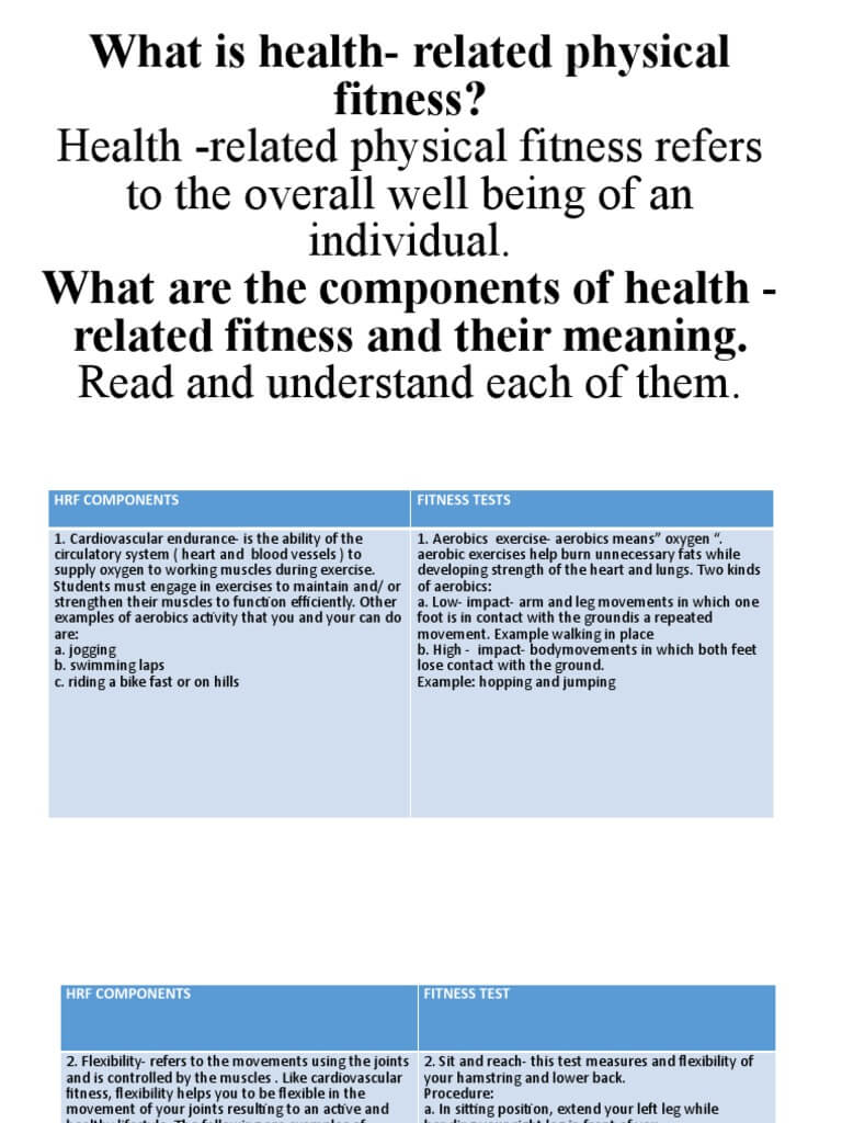 What is the Meaning of Health Related Physical Fitness